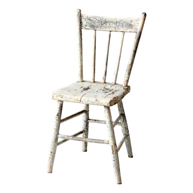 Antique Primitive Plank Seat Chair For Sale