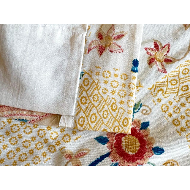 Textile Custom Made Curtain Panel Crewel-Look Embroidered Floral Vase Cotton – Lined & Weighted, 50x54 For Sale - Image 7 of 8