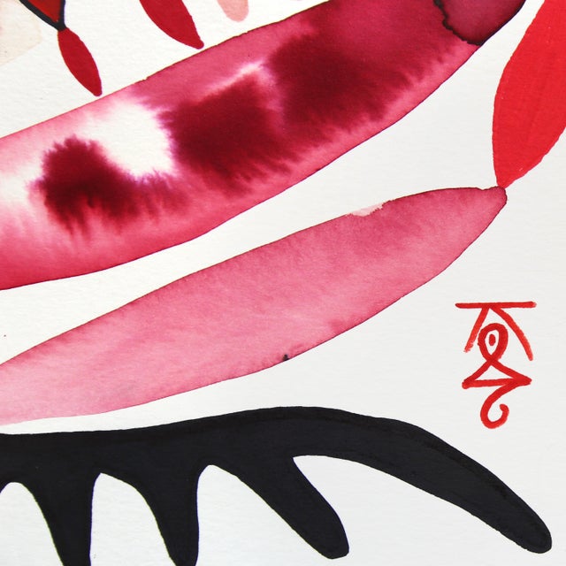 Seeker Rhizome - Surreal Abstract Red Artwork on Paper Original Artwork by Krisanne Souter For Sale In Los Angeles - Image 6 of 7