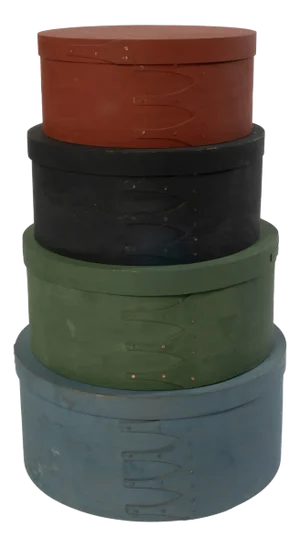 Nest of 4 Vintage Graduated Painted Round Shaker Style Pantry Boxes