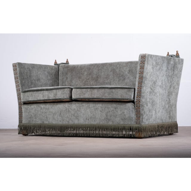 1950s Vintage Velvet Knole Sofa with Floral Cushions, 1950s For Sale - Image 5 of 10