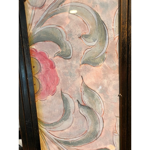 Vintage Peruvian Reverse Painted Glass Floral Mirror 23x23" For Sale - Image 4 of 7