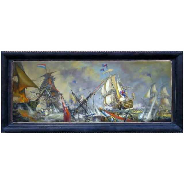 After D.G.M. Gaitalian, Sea Battle, Oil on Canvas, Framed For Sale - Image 8 of 8