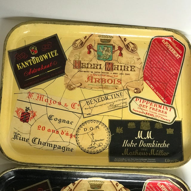 Paper Vintage Alcohol Proof Serving Trays 1950’s Mid Century a Pair For Sale - Image 7 of 8