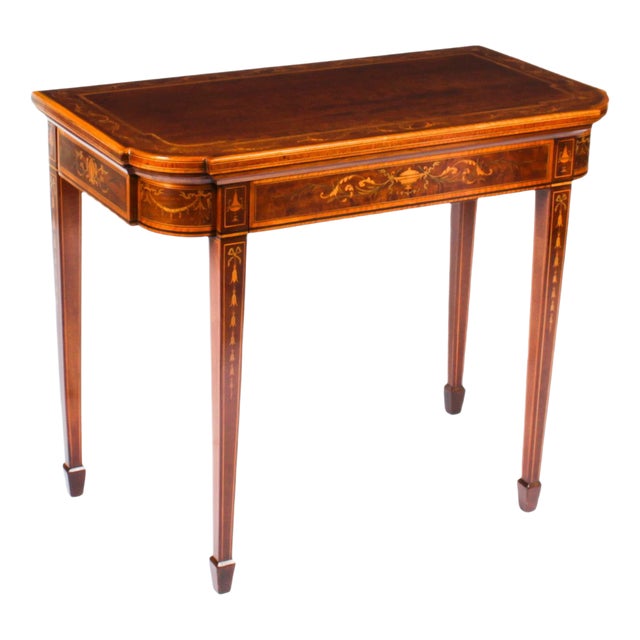 Victorian Mahogany Inlaid Card Game Table, 19th Century For Sale