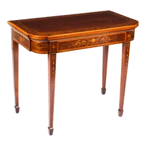 Victorian Mahogany Inlaid Card Game Table, 19th Century