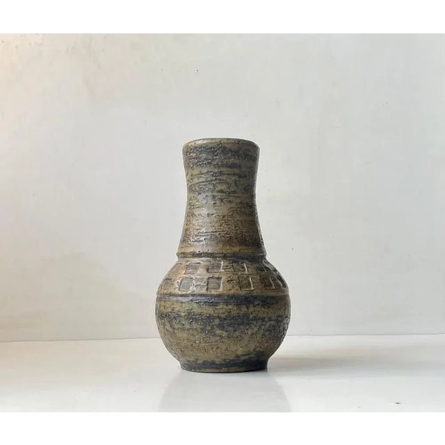 Mid-Century Modern Glaze Chamotte Stoneware Camouflage Vase attributed to Aldo Londi for Bitossi, 1960s For Sale - Image 3 of 10