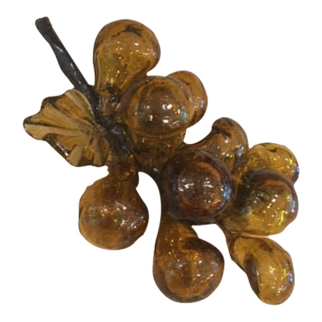 Amber Murano Style Glass Grape Cluster For Sale
