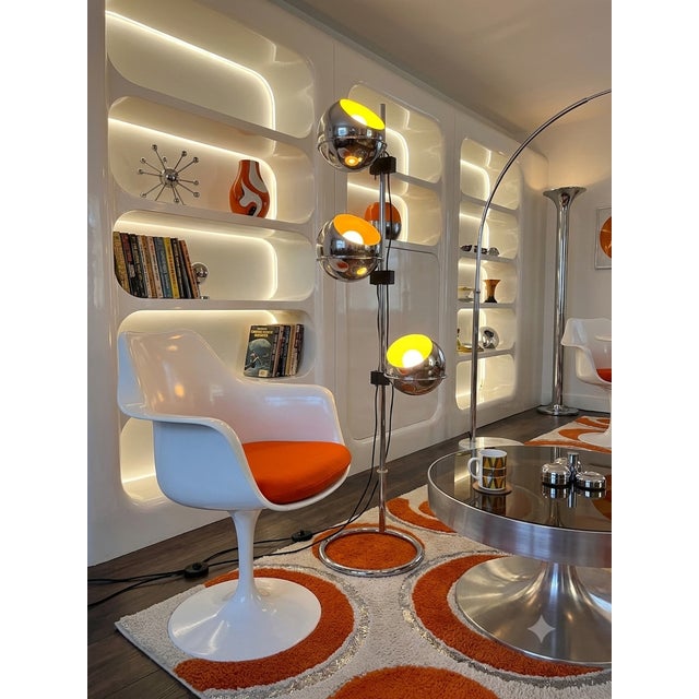 Mid-Century Modern Vintage Space Age Eyeball Floor Lamp with 3 Chrome Globes, 1970s For Sale - Image 3 of 15