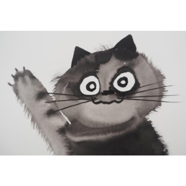 Contemporary Laszlo Tibay, Le salut du chat, Ink & Wash Drawing For Sale - Image 3 of 6