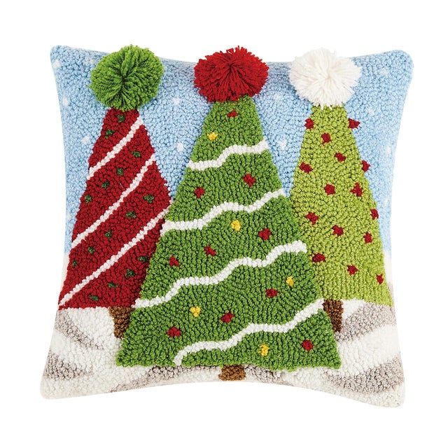 Traditional 3D Christmas Trees Hook Pillow 14" x 14" For Sale - Image 3 of 3