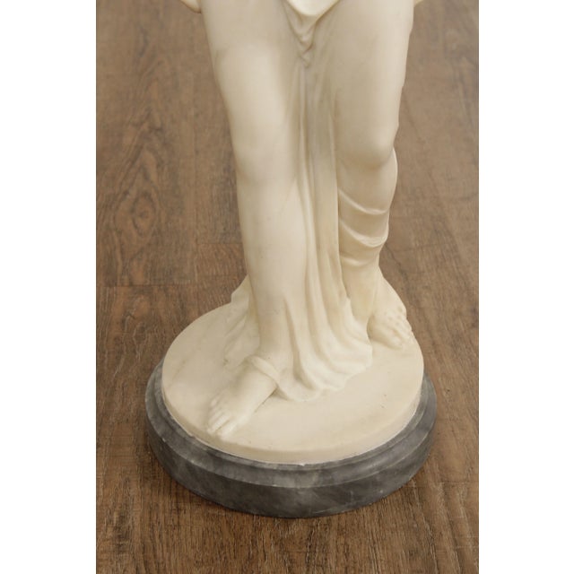 Stone Antique Neoclassical Style Large Carved Marble Figural Statues - A Pair For Sale - Image 7 of 12