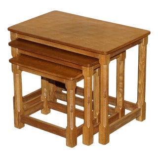 Small Burr Oak Side Tables by Robert Mouseman Thompson, 1970s, Set of 2 For Sale