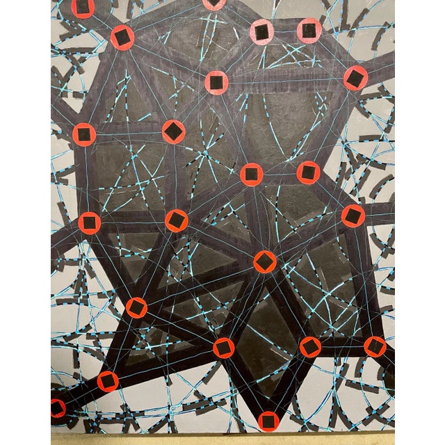 W.C. Richardson, Stop Flats Night Stops Abstract Geometric Modernist Oil Painting W.C. Richardson, 1990 For Sale - Image 9 of 12