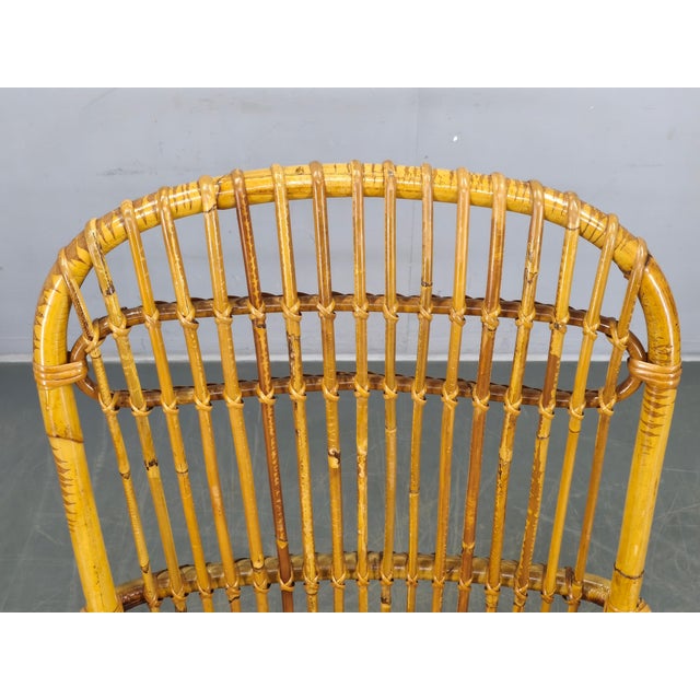 Mid-Century Italian Rattan Lounge Armchair, 1960s For Sale - Image 9 of 15