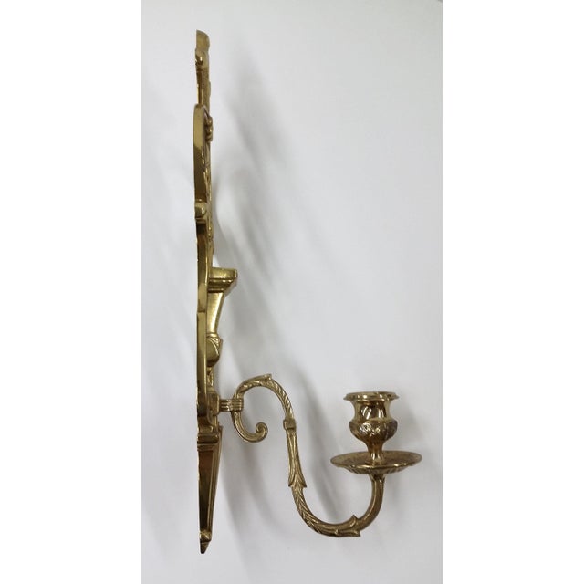 Art Nouveau Vintage Brass Tall Candlestick Wall Sconce For Sale - Image 3 of 10