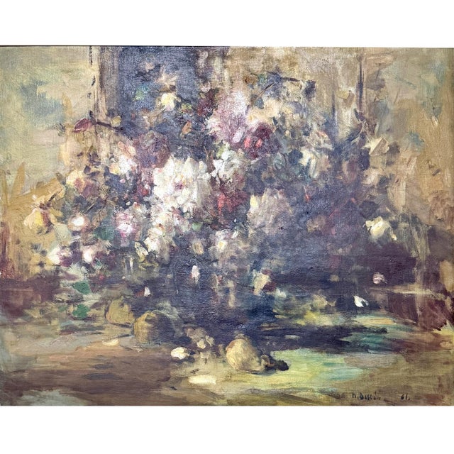 Impressionist Framed Oil Painting on Canvas by Martin Bollé (1912–1968) 'Still Life With Bouquet of Roses' Dated 1961 For Sale - Image 3 of 8
