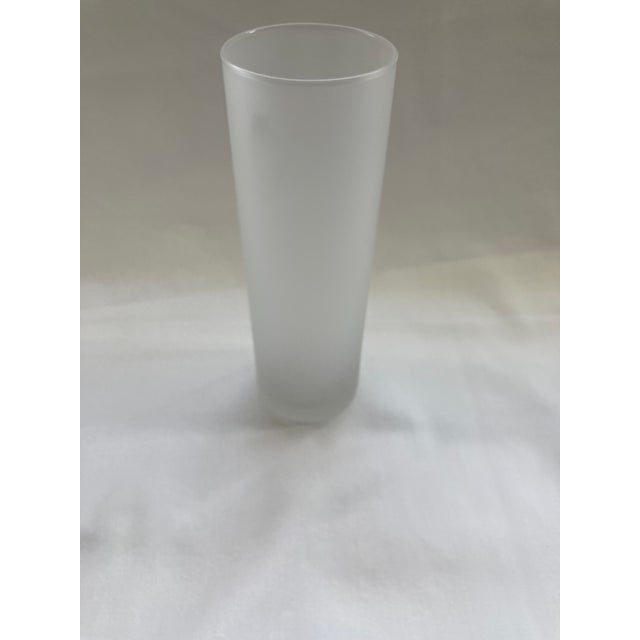 Vintage Frosted Glass Cylindrical Tumblers traditionally used for Tom Collins. THIS IS A SET OF 6.