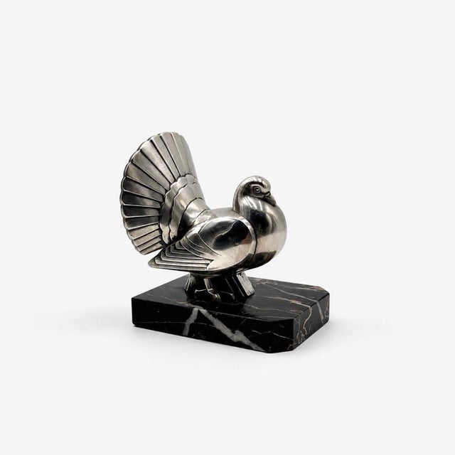 Art Deco Sculpture of a Pigeon and Peacock by Perrina, 1930 For Sale - Image 9 of 10
