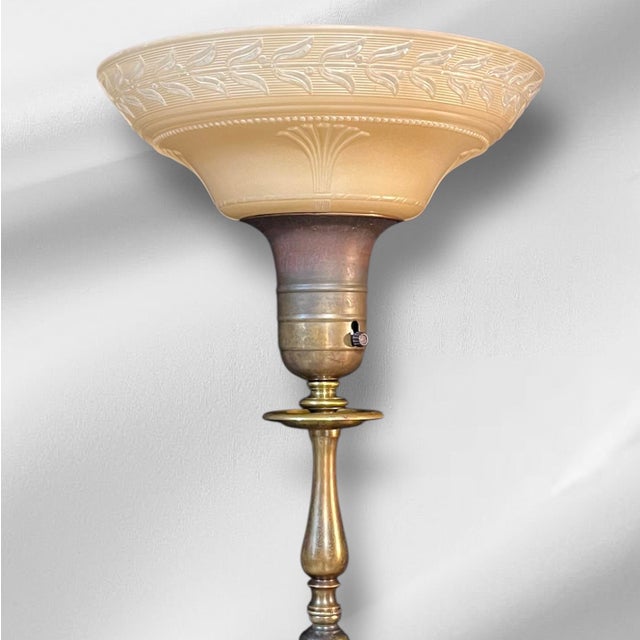 1930s Rare Bronze Torchiere Floor Lamp For Sale In South Bend - Image 6 of 8