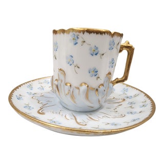 Late 19th Century Fabulous Signed Austrian Antique Teacup and Saucer Dated 1893 For Sale