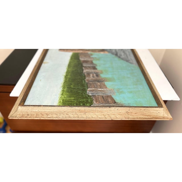 Contemporary Bulkhead Canal Oil Painting by Cindy Auerbach, Signed, 1970 For Sale - Image 3 of 8
