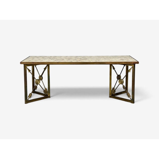 1960s Hollywood Regency, Coffee Table, Capiz Shell, Brass, France, 1950s For Sale - Image 5 of 10