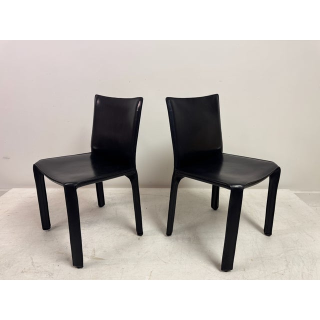Vintage Black Leather Cab Dining Chairs by Mario Bellini for Cassina, 2000s, Set of 6 For Sale - Image 13 of 18