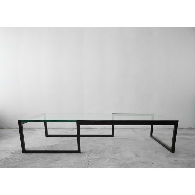 1990s Monumental Minimalist Modern Glass Coffee Table For Sale - Image 5 of 7