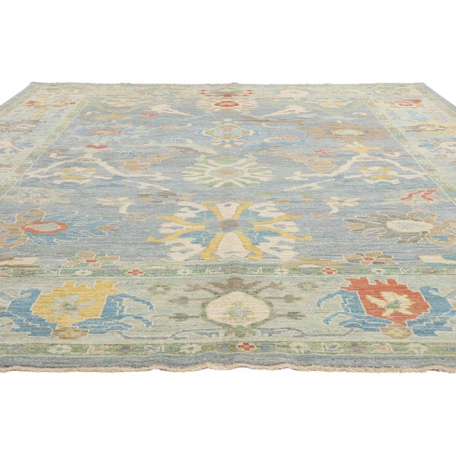 Contemporary Blue Persian Sultanabad Rug - 10'02 X 12'04 For Sale - Image 3 of 9