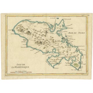 Martinique Map by Rigobert Bonne, 1768 For Sale