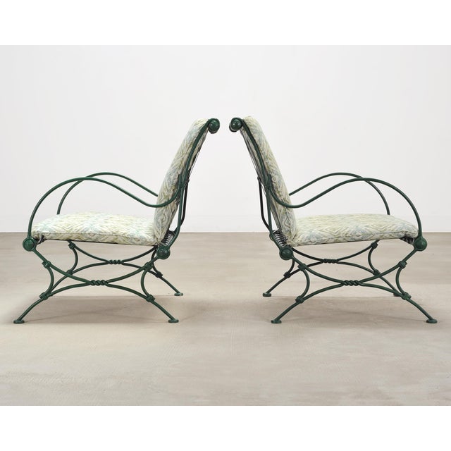 Forest Green Set of Four o.w. Lee Iron Garden Lounge Chairs and Two Ottomans For Sale - Image 8 of 18