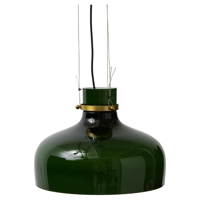 Antique French Green Glass Hanging Lamp For Sale - Image 15 of 15
