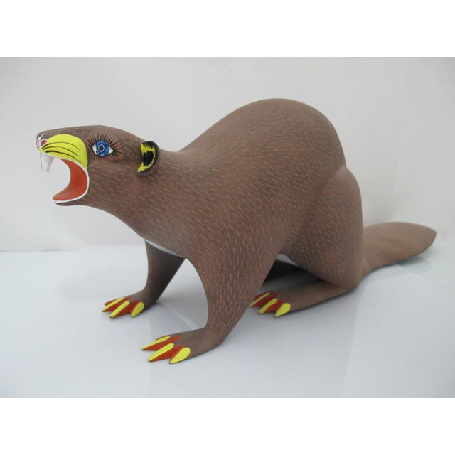 Alebrije Carved Copal Wood Beaver Oaxaca Mexico Folk Art Animal Figurine For Sale - Image 10 of 13