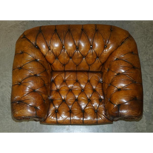 Chesterfield Armchair Whisky Brown Leather For Sale - Image 14 of 18