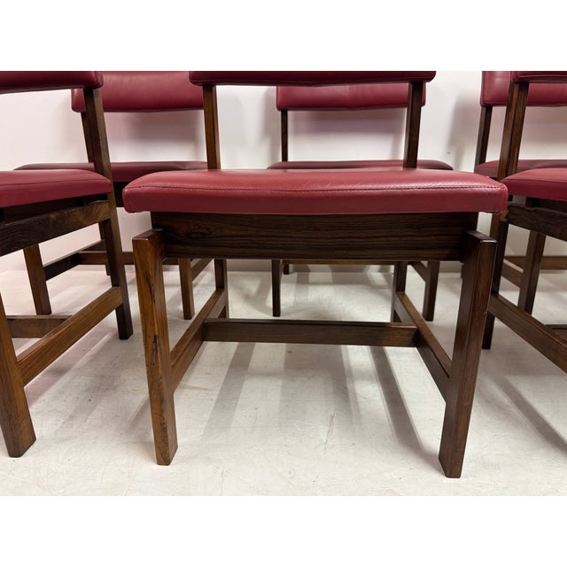 1960s Vintage Danish Leather Dining Chairs, 1960s, Set of 6 For Sale - Image 5 of 18