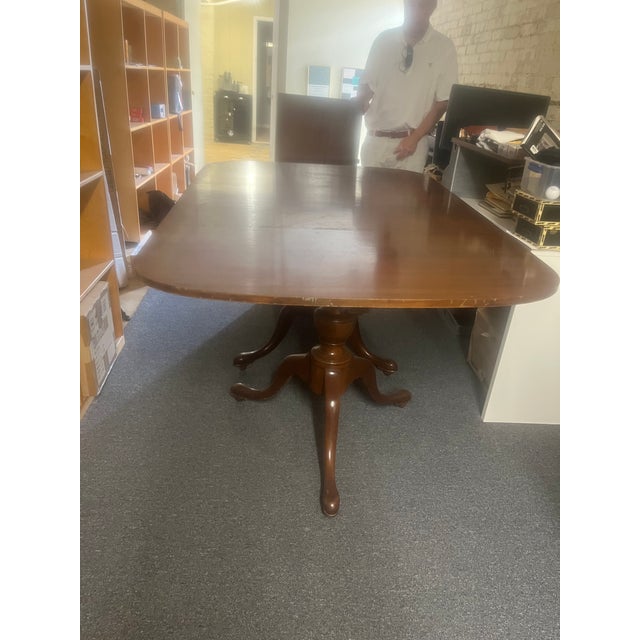 A signed Potthast Brothers double pedestal dining table. A classic early to mid 1900s antique piece crafted by the...