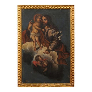 19th Century Framed Painting of Jesus with Child For Sale