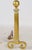Traditional 1920s Monumental Neoclassical Revival Brass Column Andirons With Ball Finials, Pair For Sale - Image 3 of 4