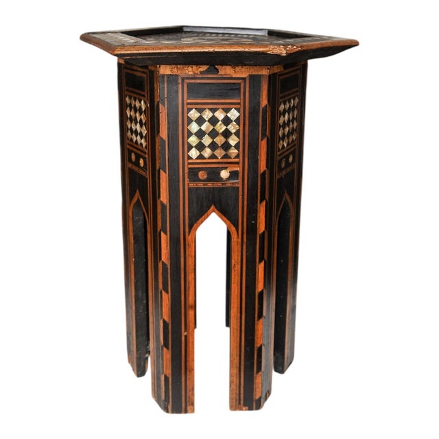 19th Century Moroccan Hexagonal Pedestal Table, 1890s For Sale - Image 3 of 9