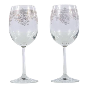 Pair of Vintage Wine Glasses W/Gold Etched Design