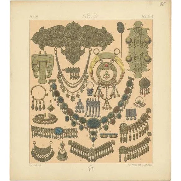 Racinet, Asian Jewelry, 1880, Paper For Sale - Image 5 of 5