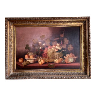 Oil on Canvas Signed Still Life Large Painting in Gilt Frame by Email Maas For Sale