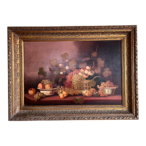 Oil on Canvas Signed Still Life Large Painting in Gilt Frame by Email Maas
