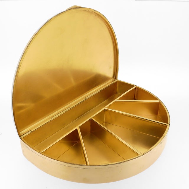 Antique Gorham Art Deco Gilt Sterling Silver Half Round Dresser or Jewelry Box For Sale - Image 13 of 15