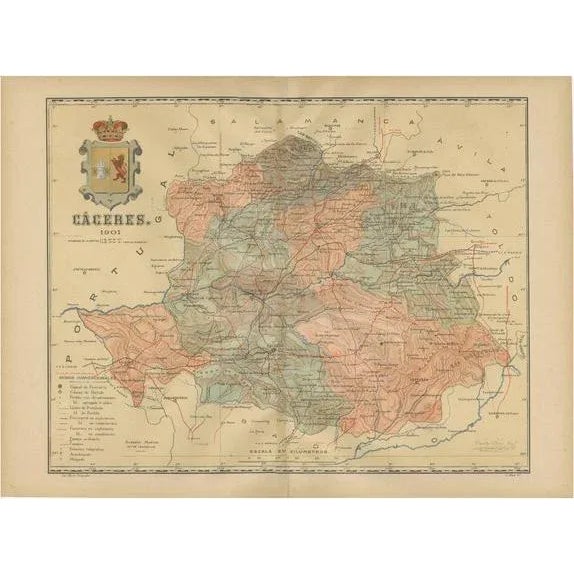 Map of the Crossroads of Extremadura, 1901 For Sale - Image 6 of 6