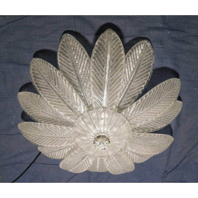 Italian 1960s Clear Graniglia Murano Leaves Flush Mount For Sale - Image 3 of 8