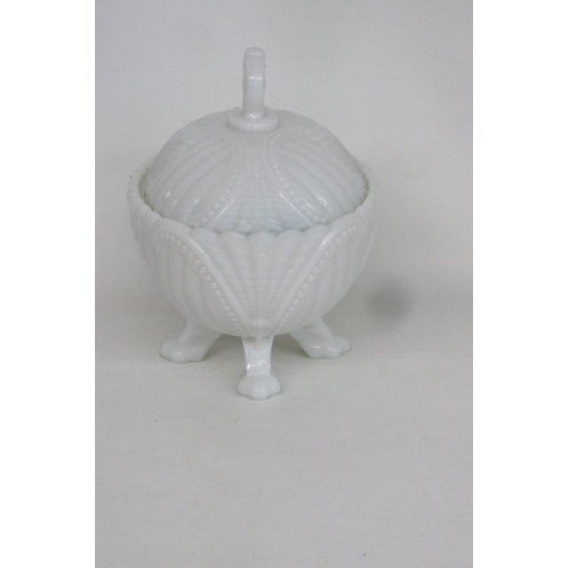 Portieux Vallerysthal Portieux Vallerysthal White Opaline Milk Glass French Candy Dish With Lid 4733b For Sale - Image 4 of 18