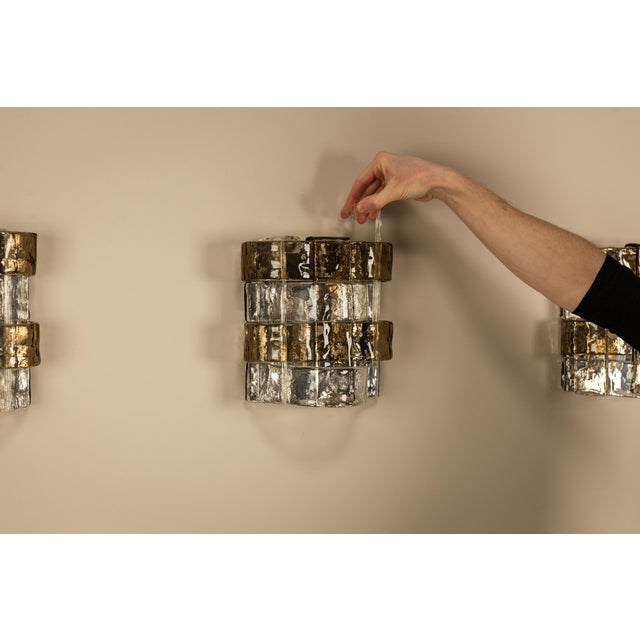 LP277 Wall Lamps in Tobacco and Crystal Glass by Carlo Nason for Mazzega, Italy, 1970s, Set of 3 For Sale - Image 13 of 14
