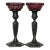 1940s Pewter Candlestick Holders With Cranberry Glass Cup - a Pair For Sale